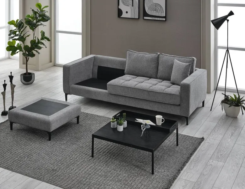 Ecksofa hellgrau Microfaser B/H/T: ca. 238x67x185 cm