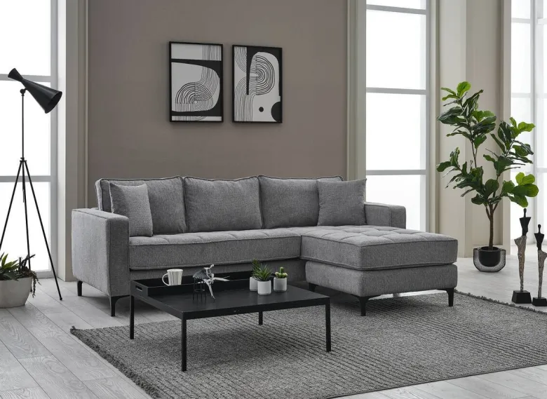 Ecksofa hellgrau Microfaser B/H/T: ca. 238x67x185 cm