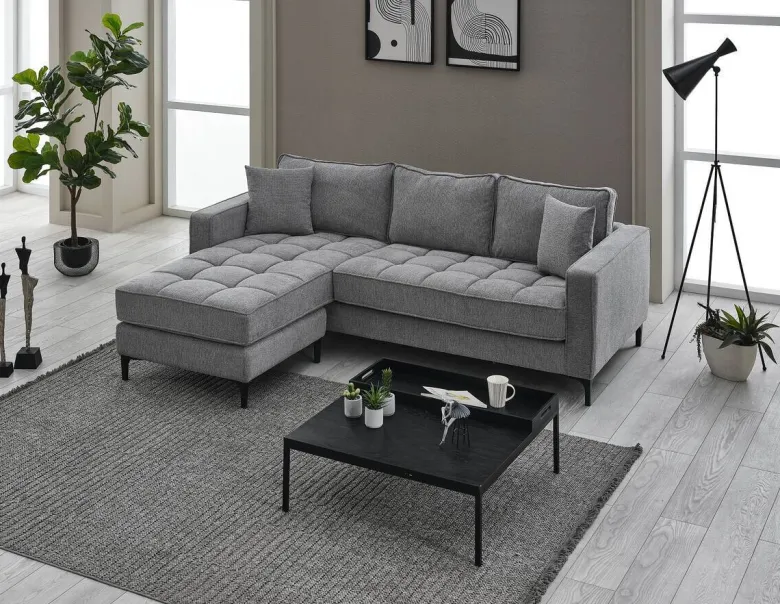 Ecksofa hellgrau Microfaser B/H/T: ca. 238x67x185 cm