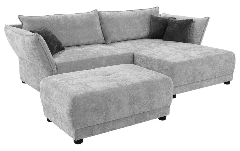 Ecksofa hellgrau Webstoff B/H/T: ca. 279x89x187 cm