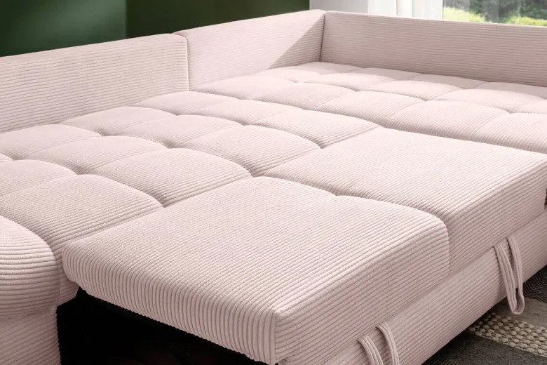 Ecksofa mit Bettfunktion altrosa Microfaser B/H/T: ca. 303x88x202 cm