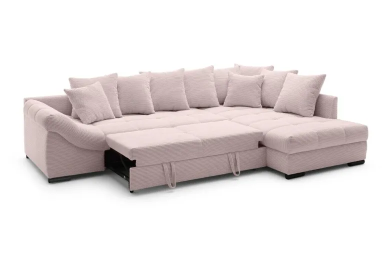 Ecksofa mit Bettfunktion altrosa Microfaser B/H/T: ca. 303x88x202 cm