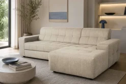 Ecksofa mit Bettfunktion beige Flachgewebe B/H/T: ca. 267x93x163 cm