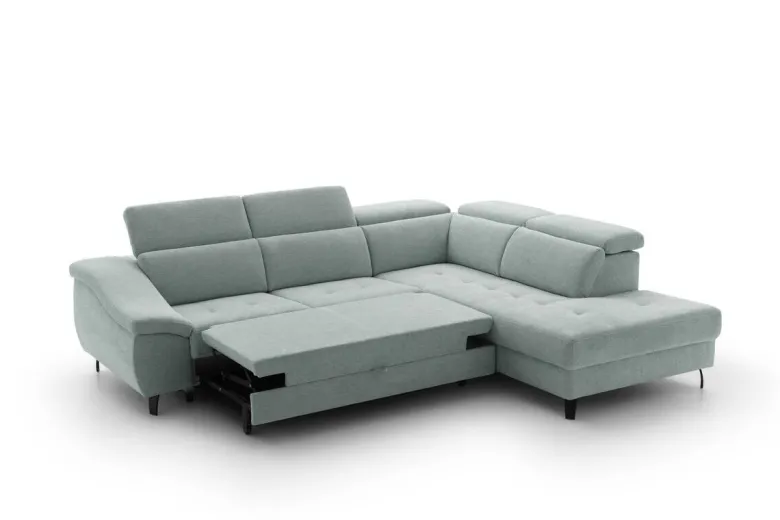 Ecksofa mit Bettfunktion eisblau Flachgewebe B/H/T: ca. 280x96x238 cm