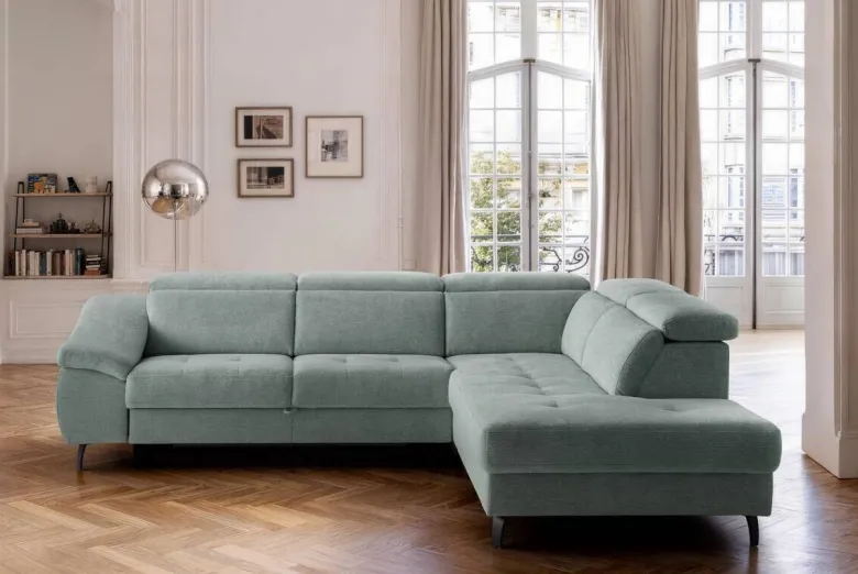 Ecksofa mit Bettfunktion eisblau Flachgewebe B/H/T: ca. 280x96x238 cm