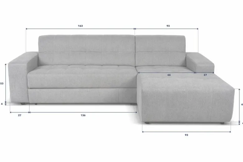 Ecksofa mit Bettfunktion grau Flachgewebe B/H/T: ca. 267x93x163 cm