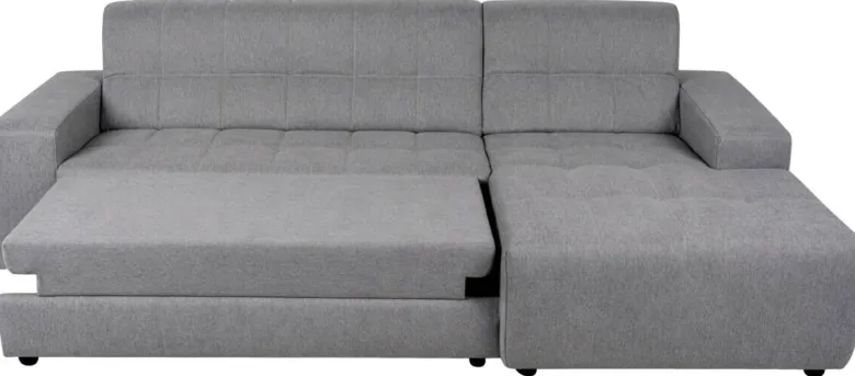 Ecksofa mit Bettfunktion grau Flachgewebe B/H/T: ca. 267x93x163 cm