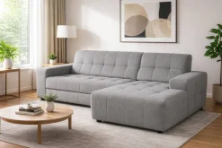 Ecksofa mit Bettfunktion grau Flachgewebe B/H/T: ca. 267x93x163 cm