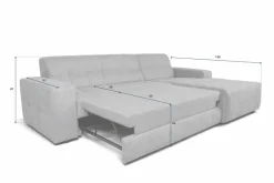 Ecksofa mit Bettfunktion grau Flachgewebe B/H/T: ca. 267x93x163 cm