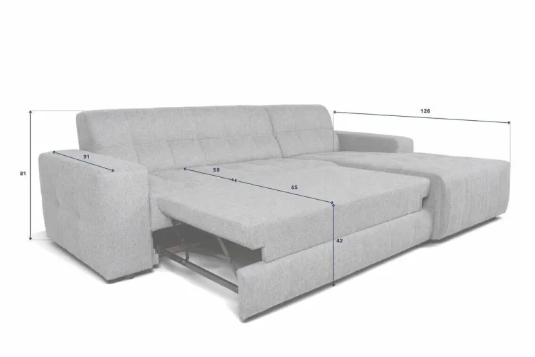 Ecksofa mit Bettfunktion grau Flachgewebe B/H/T: ca. 267x93x163 cm