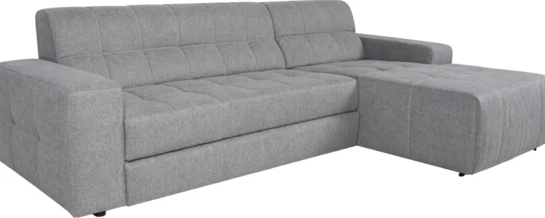 Ecksofa mit Bettfunktion grau Flachgewebe B/H/T: ca. 267x93x163 cm