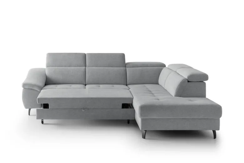 Ecksofa mit Bettfunktion grau Flachgewebe B/H/T: ca. 280x96x238 cm