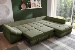 Ecksofa mit Bettfunktion grün Microfaser B/H/T: ca. 303x88x202 cm