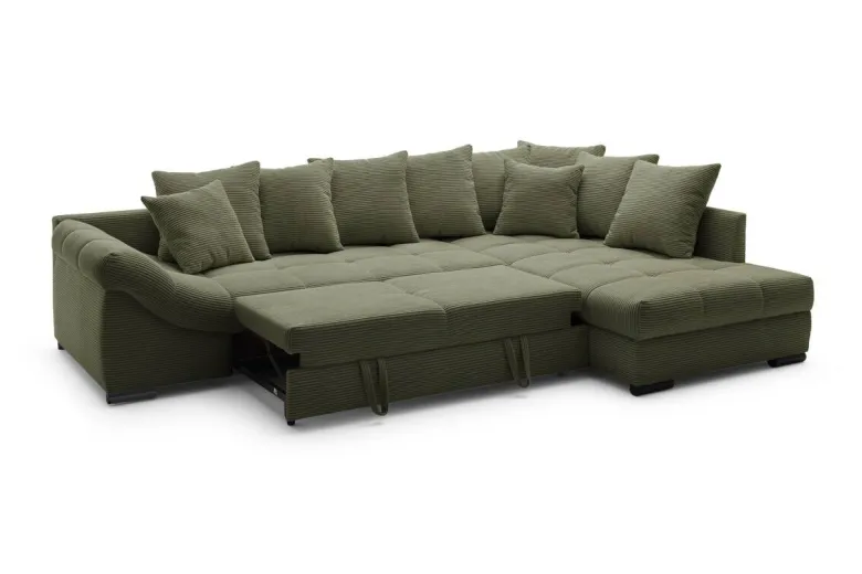 Ecksofa mit Bettfunktion grün Microfaser B/H/T: ca. 303x88x202 cm