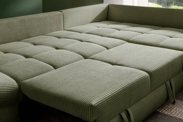 Ecksofa mit Bettfunktion grün Microfaser B/H/T: ca. 303x88x202 cm