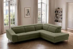 Ecksofa mit Bettfunktion grün Flachgewebe B/H/T: ca. 280x96x238 cm