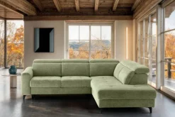 Ecksofa mit Bettfunktion hellgrün Flachgewebe B/H/T: ca. 258x96x221 cm
