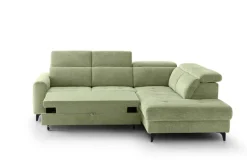 Ecksofa mit Bettfunktion hellgrün Flachgewebe B/H/T: ca. 258x96x221 cm