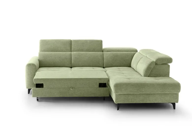 Ecksofa mit Bettfunktion hellgrün Flachgewebe B/H/T: ca. 258x96x221 cm