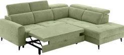 Ecksofa mit Bettfunktion hellgrün Flachgewebe B/H/T: ca. 258x96x221 cm