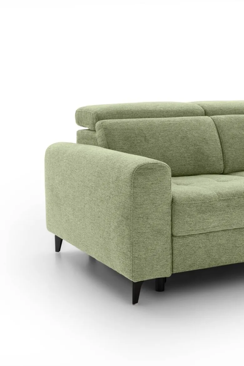 Ecksofa mit Bettfunktion hellgrün Flachgewebe B/H/T: ca. 258x96x221 cm