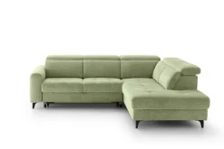 Ecksofa mit Bettfunktion hellgrün Flachgewebe B/H/T: ca. 258x96x221 cm