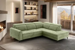 Ecksofa mit Bettfunktion hellgrün Flachgewebe B/H/T: ca. 258x96x221 cm