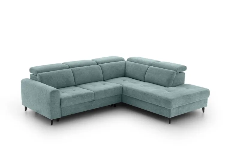 Ecksofa mit Bettfunktion hellblau Flachgewebe B/H/T: ca. 258x96x221 cm