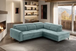 Ecksofa mit Bettfunktion hellblau Flachgewebe B/H/T: ca. 258x96x221 cm