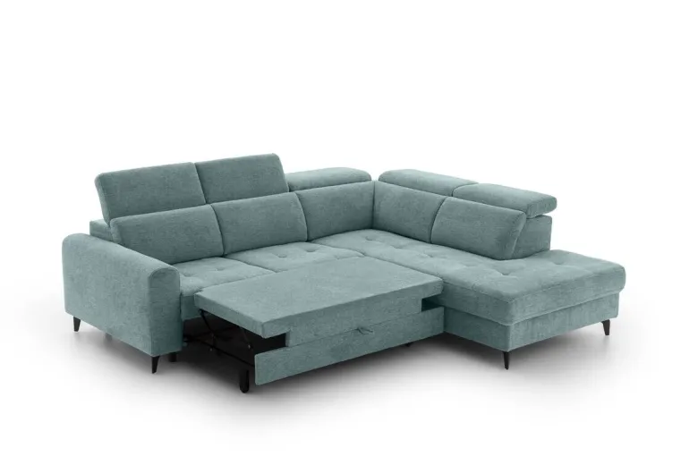 Ecksofa mit Bettfunktion hellblau Flachgewebe B/H/T: ca. 258x96x221 cm