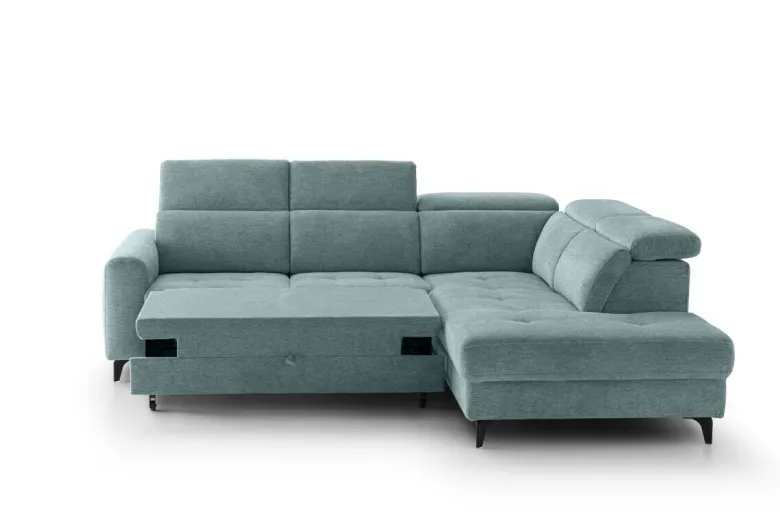 Ecksofa mit Bettfunktion hellblau Flachgewebe B/H/T: ca. 258x96x221 cm