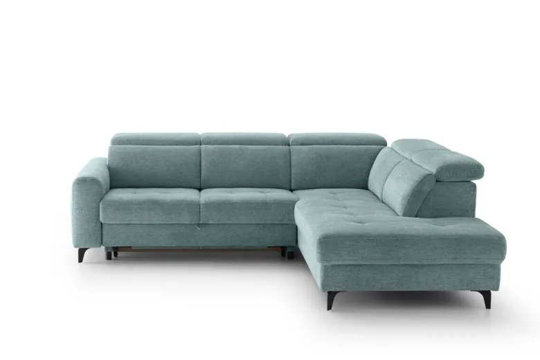 Ecksofa mit Bettfunktion hellblau Flachgewebe B/H/T: ca. 258x96x221 cm