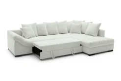 Ecksofa mit Bettfunktion ivory Microfaser B/H/T: ca. 303x88x202 cm