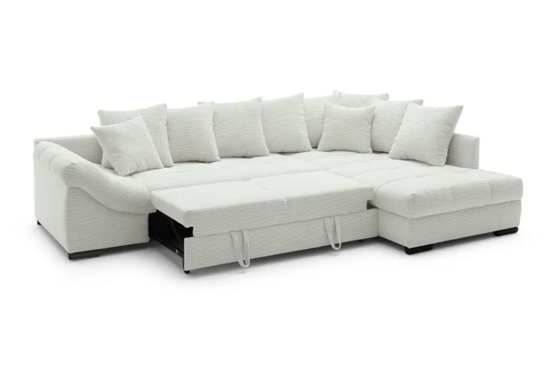 Ecksofa mit Bettfunktion ivory Microfaser B/H/T: ca. 303x88x202 cm