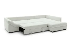 Ecksofa mit Bettfunktion ivory Microfaser B/H/T: ca. 303x88x202 cm