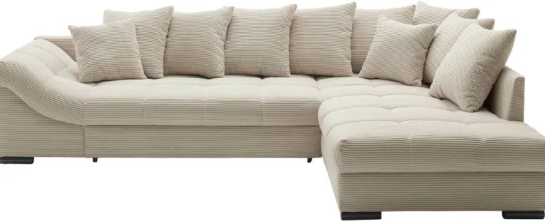 Ecksofa mit Bettfunktion natur Microfaser B/H/T: ca. 303x88x202 cm