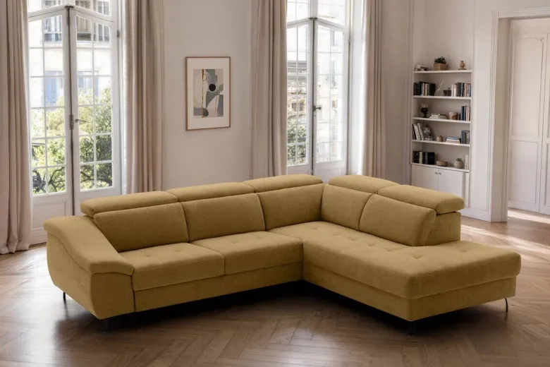 Ecksofa mit Bettfunktion senf Flachgewebe B/H/T: ca. 280x96x238 cm