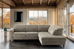 Ecksofa mit Bettfunktion taupe Flachgewebe B/H/T: ca. 258x96x221 cm