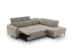 Ecksofa mit Bettfunktion taupe Flachgewebe B/H/T: ca. 258x96x221 cm