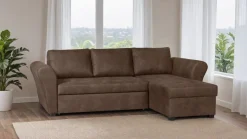 Ecksofa mit Bettfunktion und Bettkasten dunkelbraun Microfaser B/H/T: ca. 260x89x155 cm