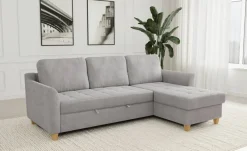 Ecksofa mit Bettfunktion und Bettkasten Ashgrey Microfaser B/H/T: ca. 231x86x150 cm