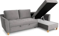 Ecksofa mit Bettfunktion und Bettkasten Ashgrey Microfaser B/H/T: ca. 231x86x150 cm