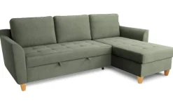 Ecksofa mit Bettfunktion und Bettkasten hellgrün Microfaser B/H/T: ca. 231x86x150 cm