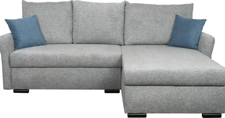 Ecksofa mit Bettfunktion und Bettkasten grau Webstoff B/H/T: ca. 218x90x168 cm