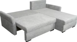 Ecksofa mit Bettfunktion und Bettkasten grau Webstoff B/H/T: ca. 218x90x168 cm