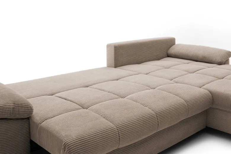 Ecksofa mit Bettfunktion und Bettkasten taupe Microfaser B/H/T: ca. 323x88x211 cm