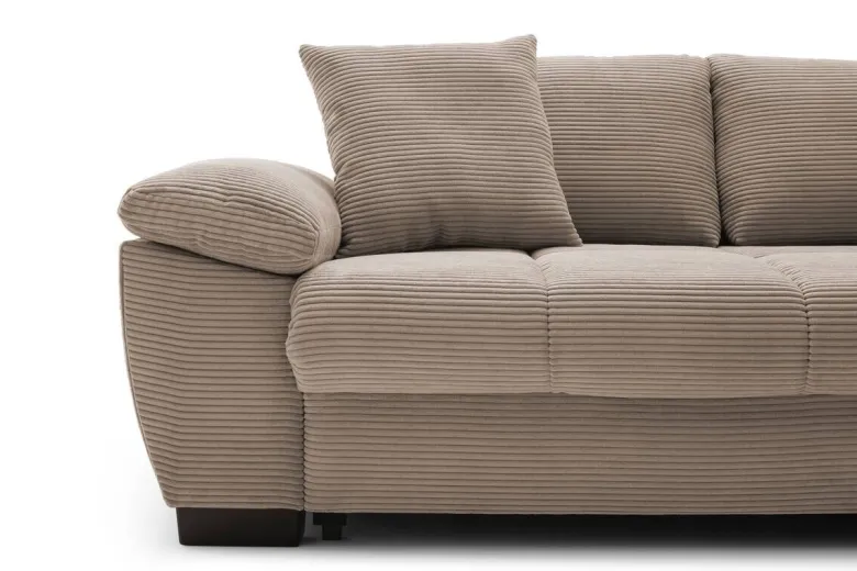 Ecksofa mit Bettfunktion und Bettkasten taupe Microfaser B/H/T: ca. 323x88x211 cm