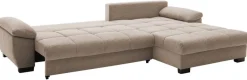 Ecksofa mit Bettfunktion und Bettkasten taupe Microfaser B/H/T: ca. 323x88x211 cm