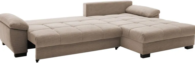 Ecksofa mit Bettfunktion und Bettkasten taupe Microfaser B/H/T: ca. 323x88x211 cm