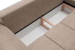 Ecksofa mit Bettfunktion und Bettkasten taupe Microfaser B/H/T: ca. 323x88x211 cm